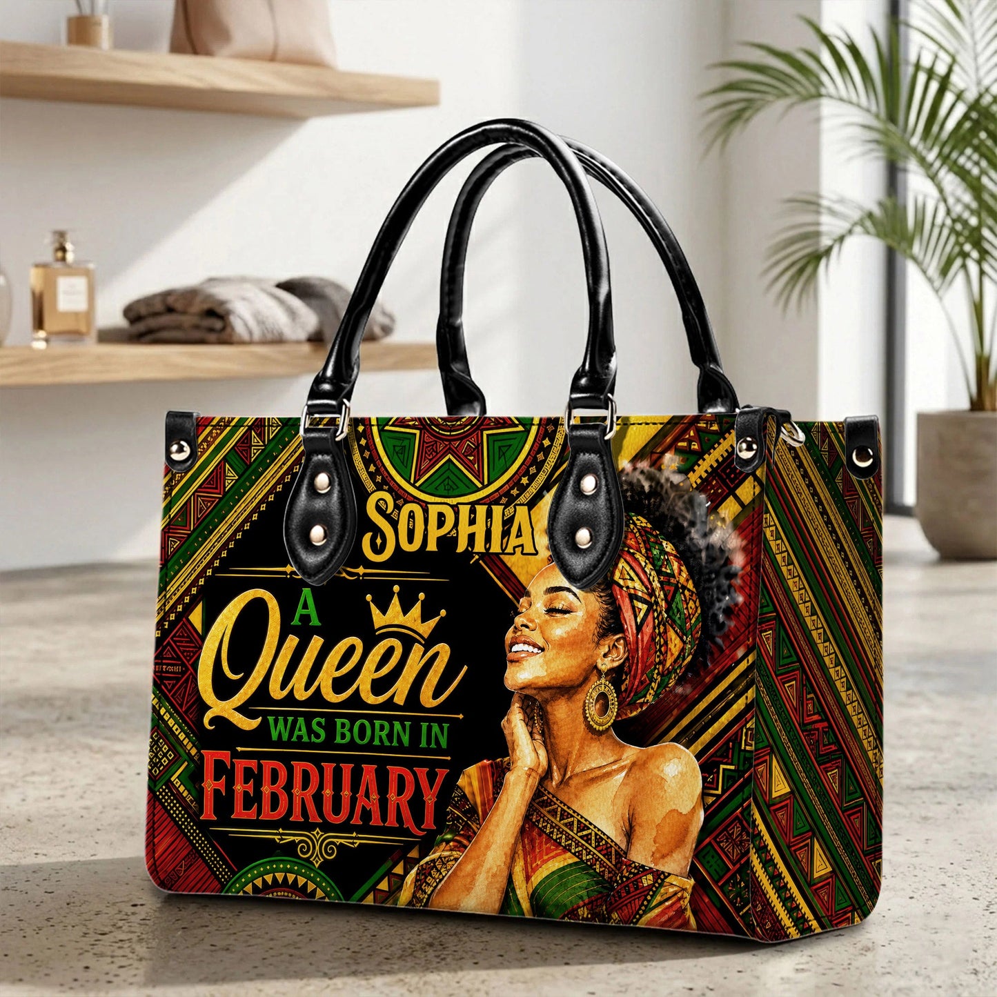 Personalized Birthday Black Women Leather Handbag UKNT6180604