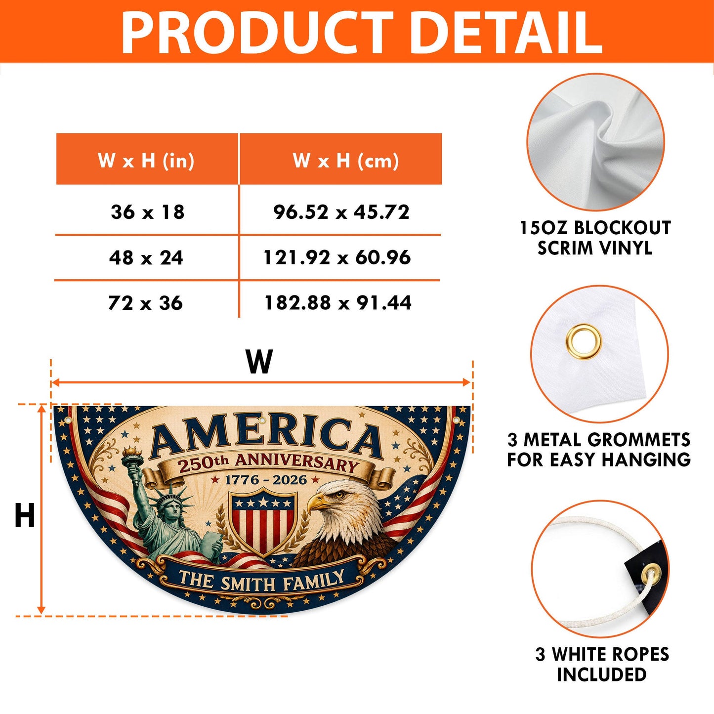 Personalized 250th Semi Circle Banner NPNT6180602