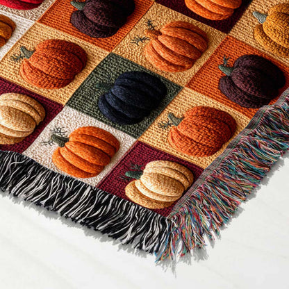 Fall Pumpkin Woven Tapestry Throw Blanket Halloween QFHM5210804