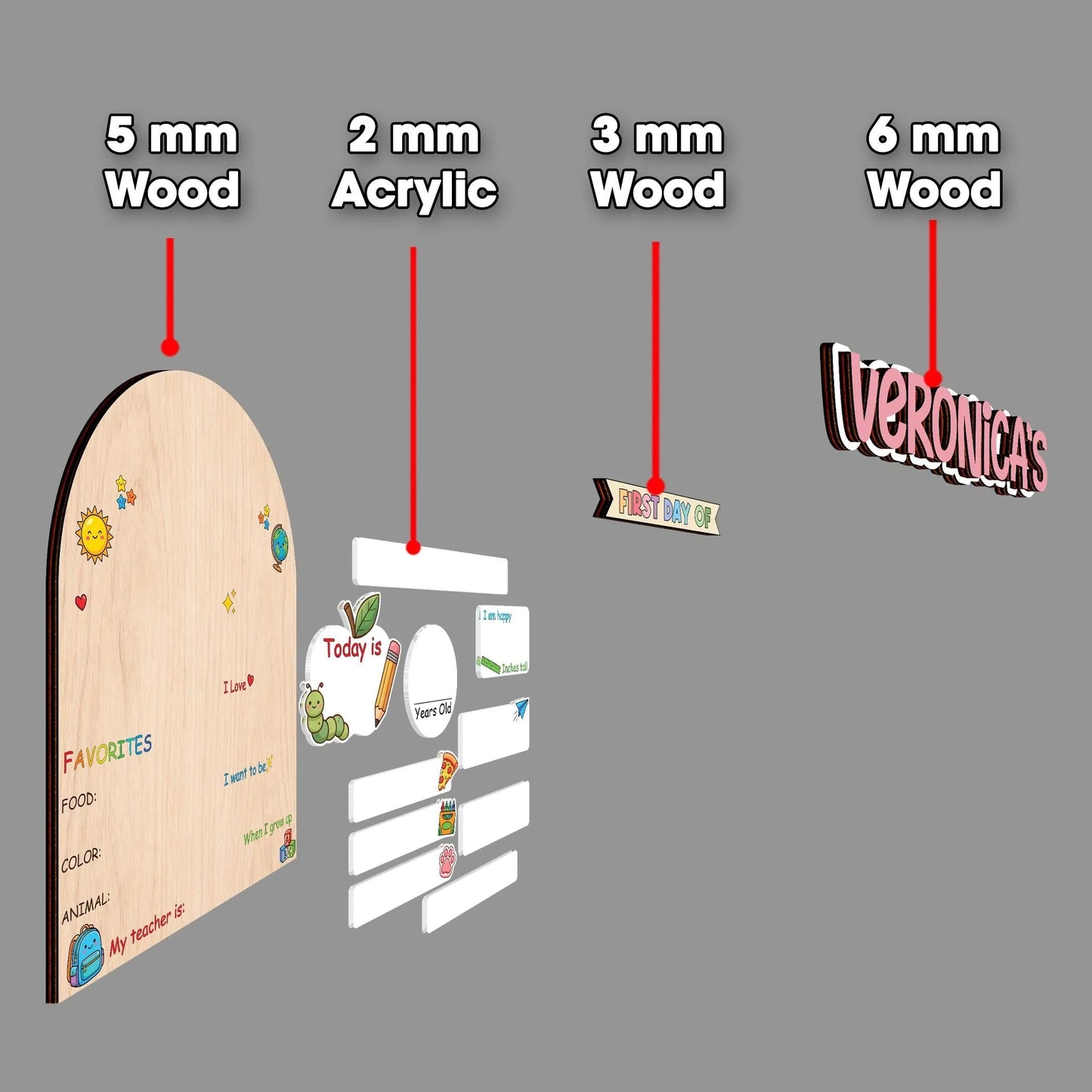 Custom Name First Day Of School Reusable Wooden Sign, Back To School Sign UKTD6080705