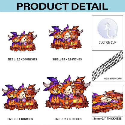 Highland Cows Halloween  Acrylic Window Hangings Suncatcher UKHA5130901
