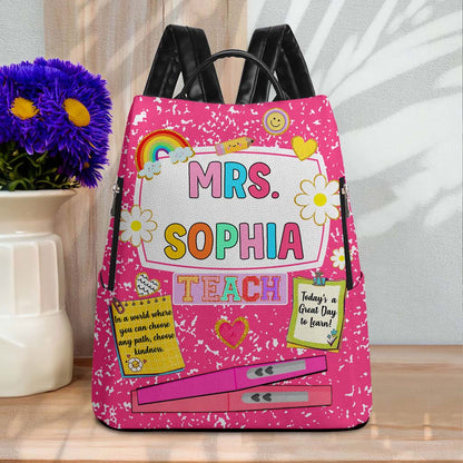 Personalized Teacher Leather Backpack QFHM4180702