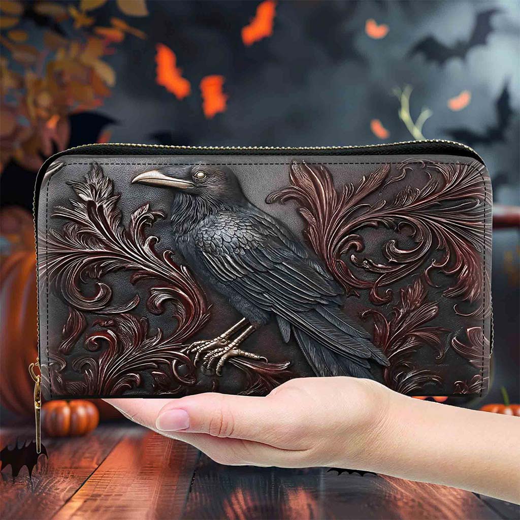 Goth Crow Pu Leather Handbag, Gothic Raven Bags Halloween QFPY5260803