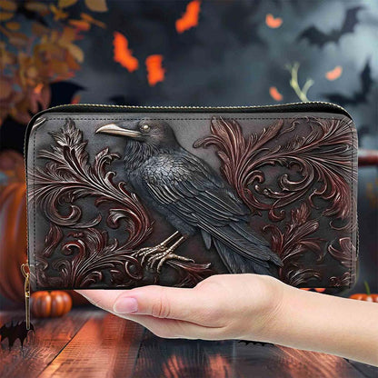 Goth Crow Pu Leather Handbag, Gothic Raven Bags Halloween QFPY5260803