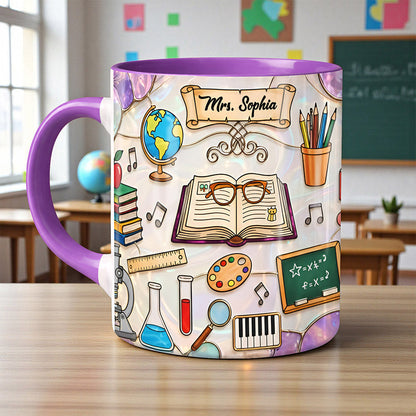 Custom Teacher Faux Stained Glass Ceramic Cup THNT6030201