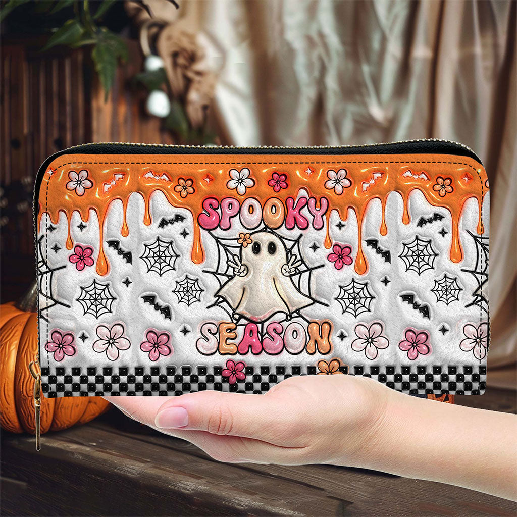Spooky Vibe Print 3D Inflated Leather Handbag, Leather Wallet,QFTO4240701