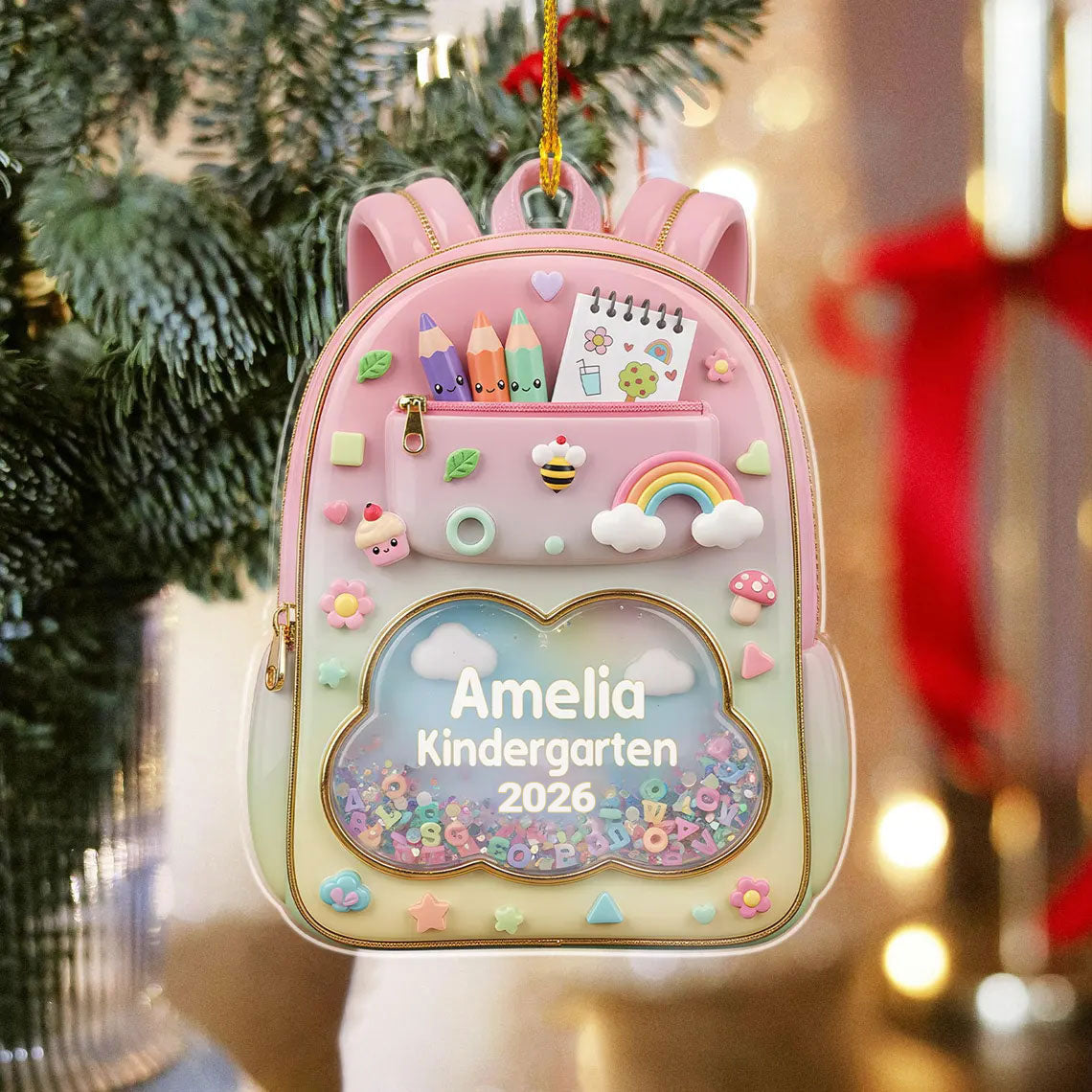Personalized Kids School Backpack Ornament: Teacher & Student Decor, Kids Christmas Gift UKUU6080703