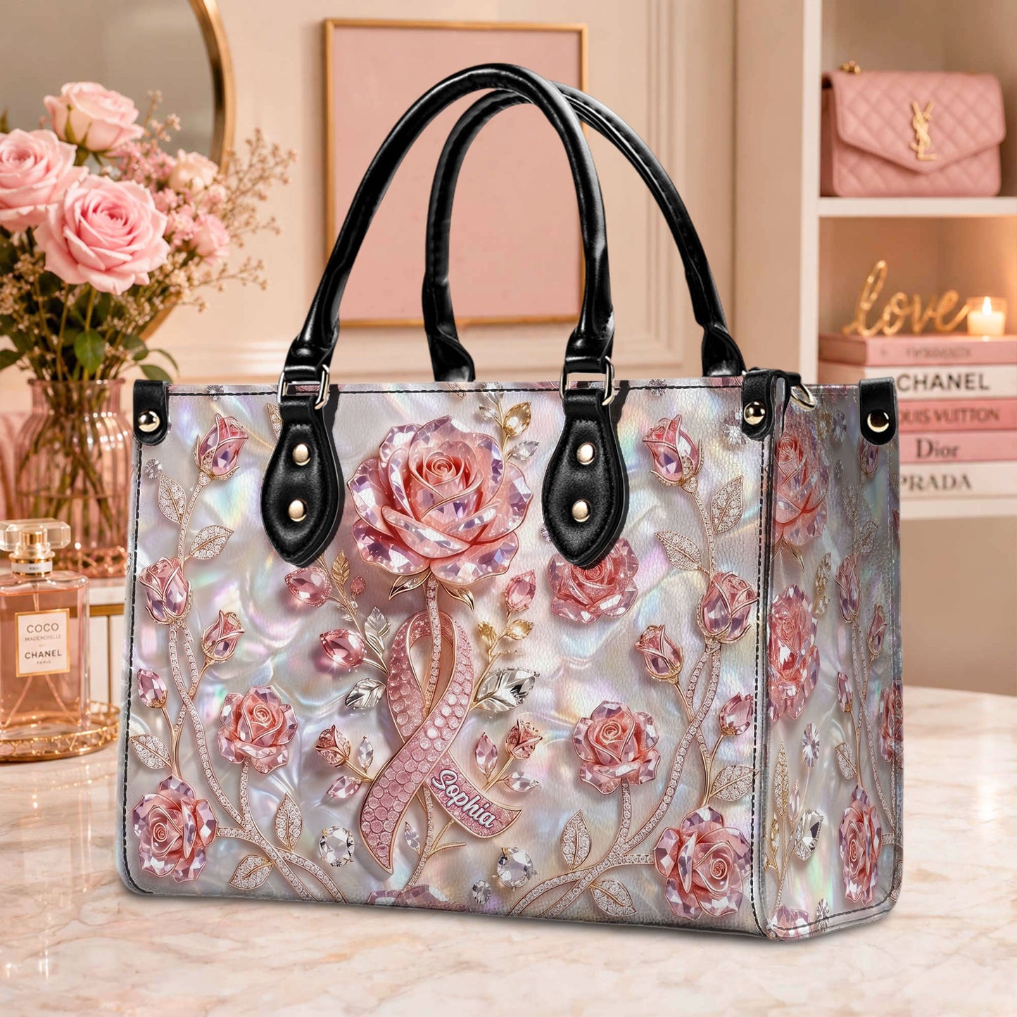 Personalized Breast Cancer Leather Handbag & Wallet NPTD6040802