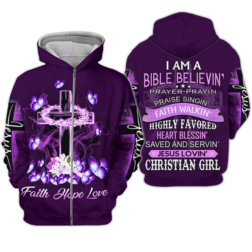 I Am A Bible Believe Cross Butterfly Jesus 3D All Over Printed Clothes UKHM140502