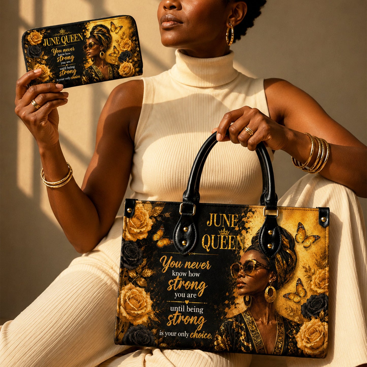 Personalized Birth Month Queen PU Leather Handbag for Black Women QFTD6060601