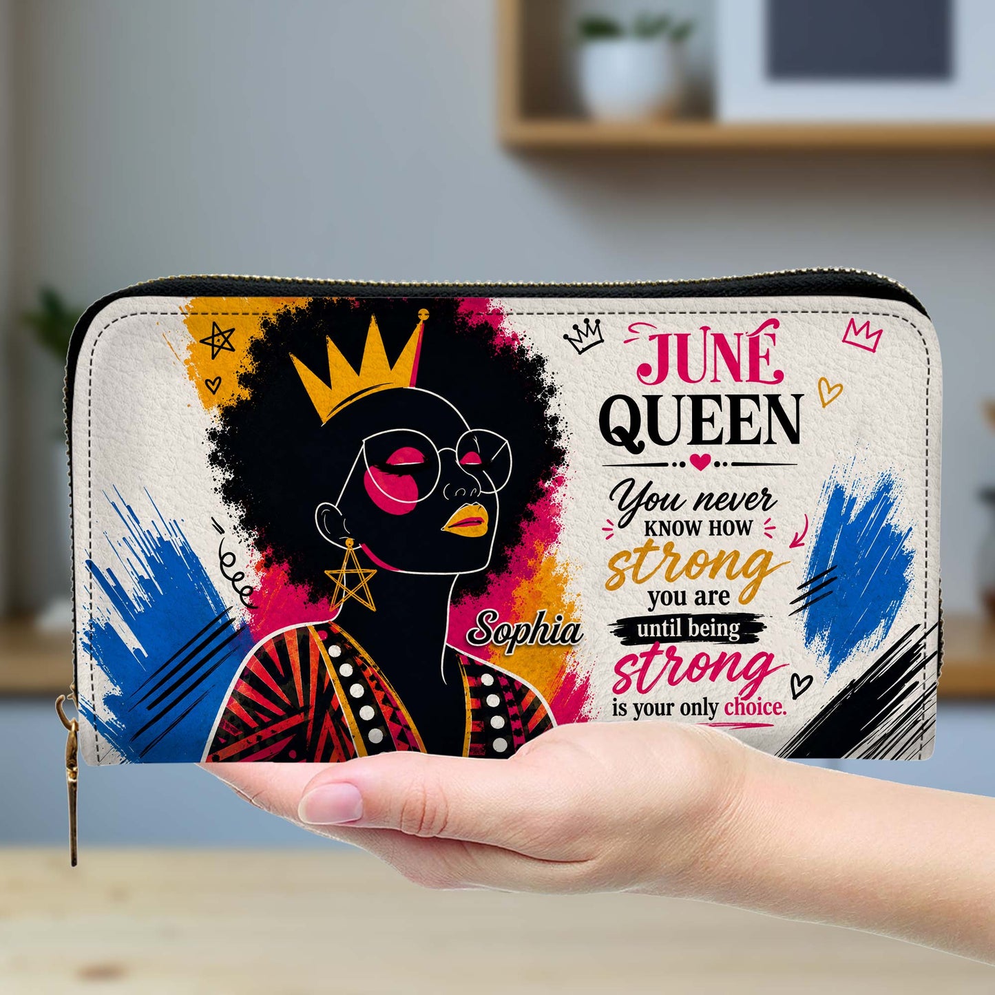 Personalized Birth Month Queen PU Leather Handbag for Black Women QFHA6050602
