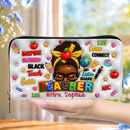 Personalized Teacher Black Women Leather Handbag UKND6080603