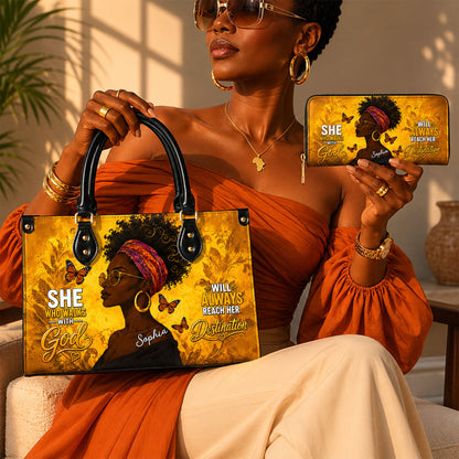 Personalized Black Women Leather PU Leather Handbag, Afro Girl Gifts UKND6220503