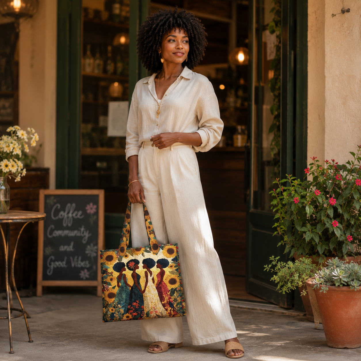 Personalized Black Women Quilted Tote Bag QFNT5250804