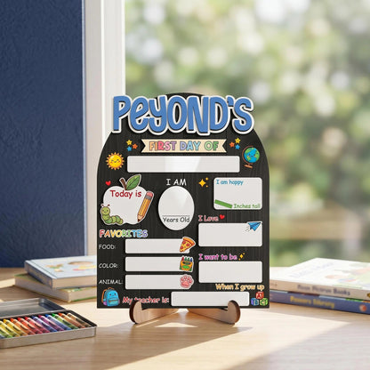 Custom Name First Day Of School Reusable Wooden Sign, Back To School Sign UKTD6080705