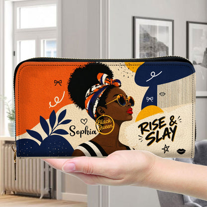 Personalized Black Women Leather PU Leather Handbag, Afro Girl Gifts UKND6220501