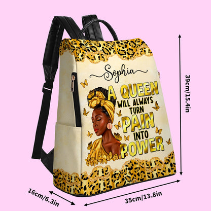 Personalized Black Women Leather PU Backpack QFND6210501