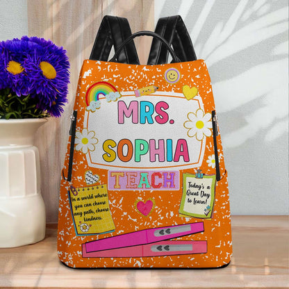 Personalized Teacher Leather Backpack QFHM4180702