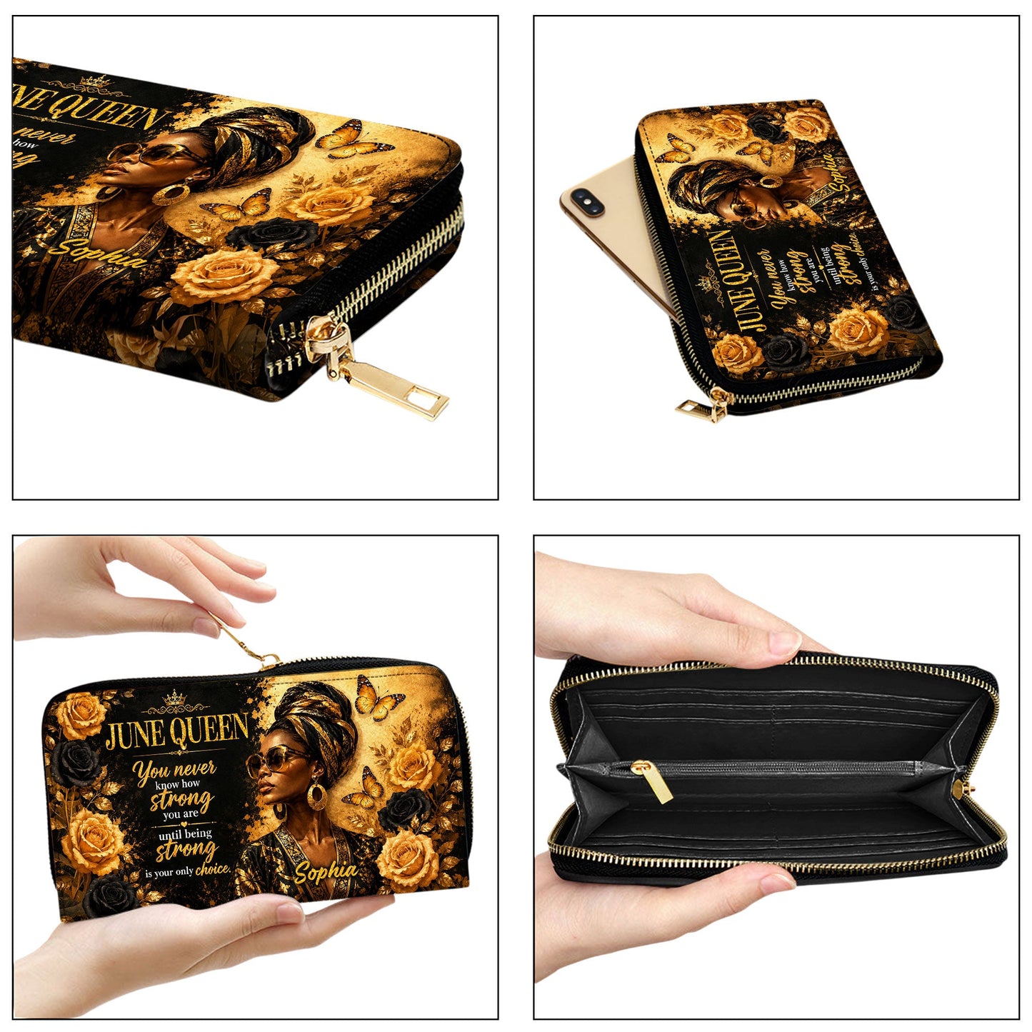 Personalized Birth Month Queen PU Leather Handbag for Black Women QFTD6060601