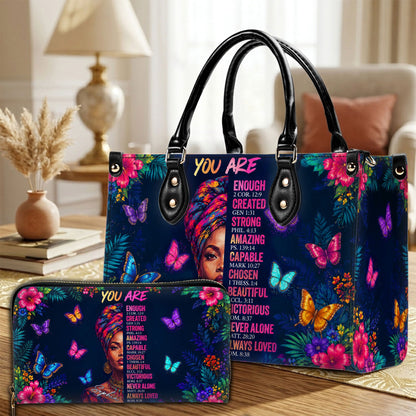 Personalized Black Women Leather PU Leather Handbag, Afro Girl Gifts UKND6220502