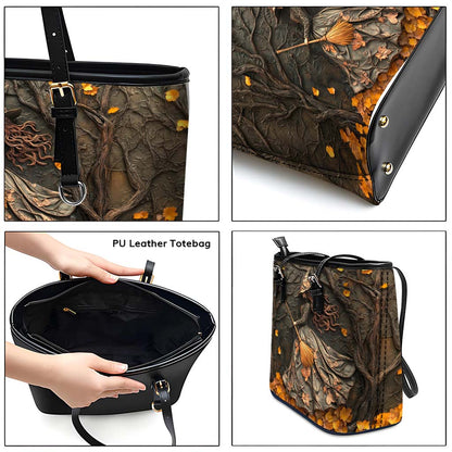 Halloween Witch Leather Tote Bag QFTD4060904