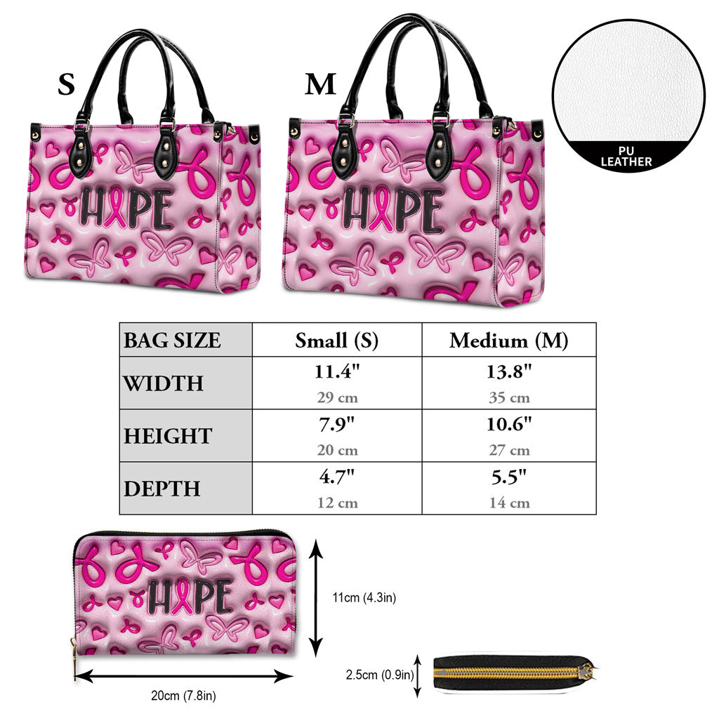 Breast Cancer Awareness Leather Handbag With Handle QFNT4200603