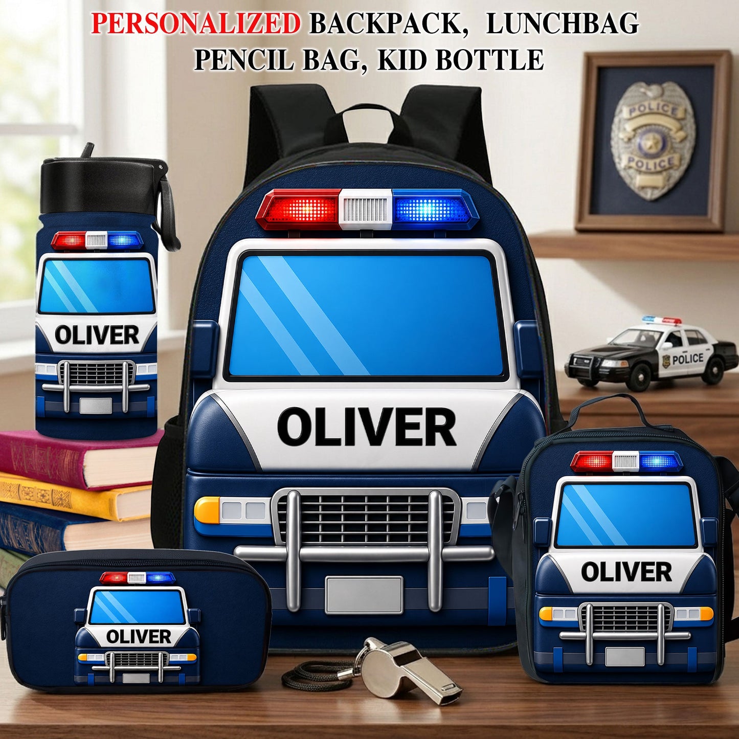 Personalized Back To School Police Kids Backpack NPND6260604