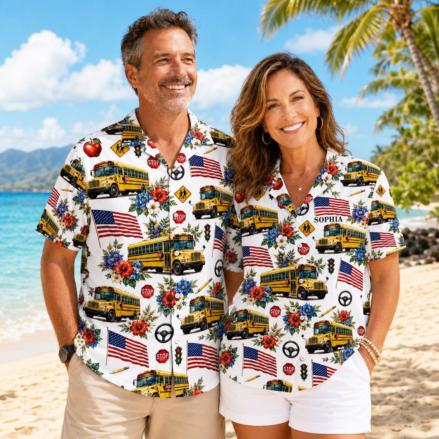 Personalized School Bus 250th Hawaiian Shirt NPND6260601