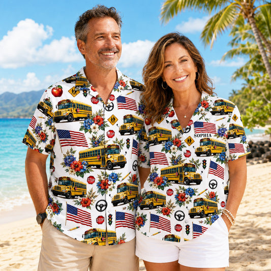 Personalized School Bus 250th Hawaiian Shirt NPND6260601