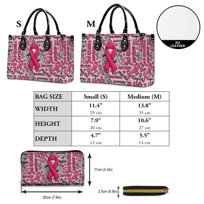 Breast Cancer Awareness Leather Handbag With Handle QFNT4200602