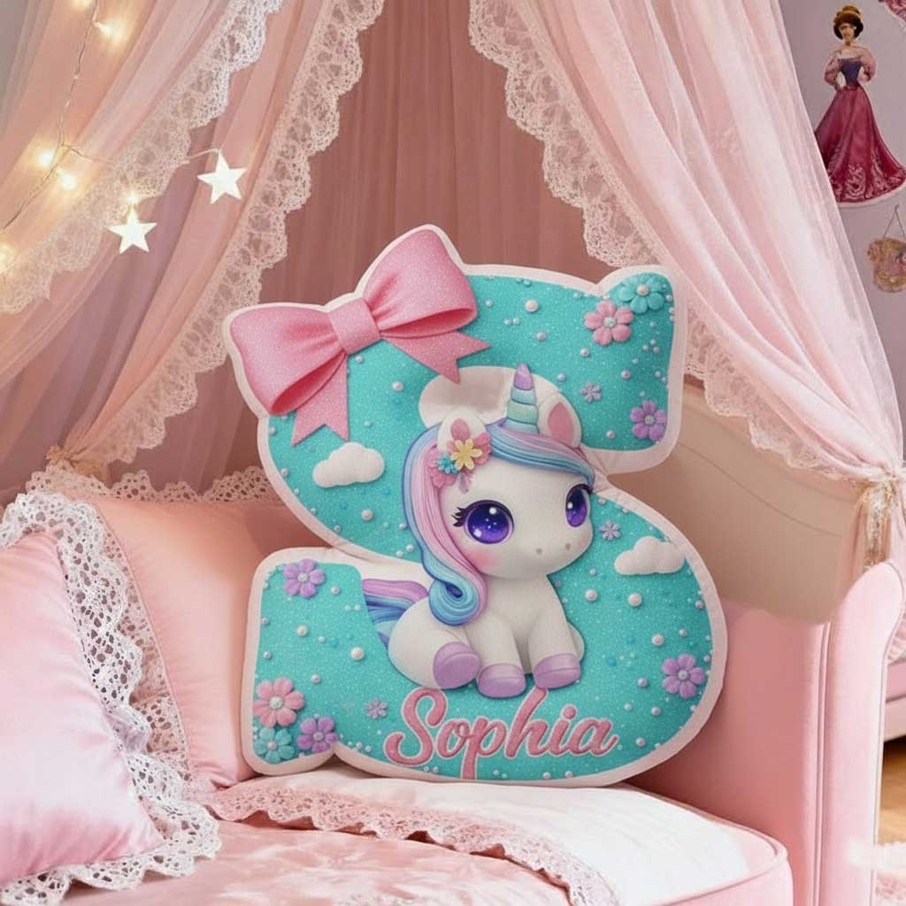 Personalized Letter Unicorn Ugly Plush Pillow QFTD5171110