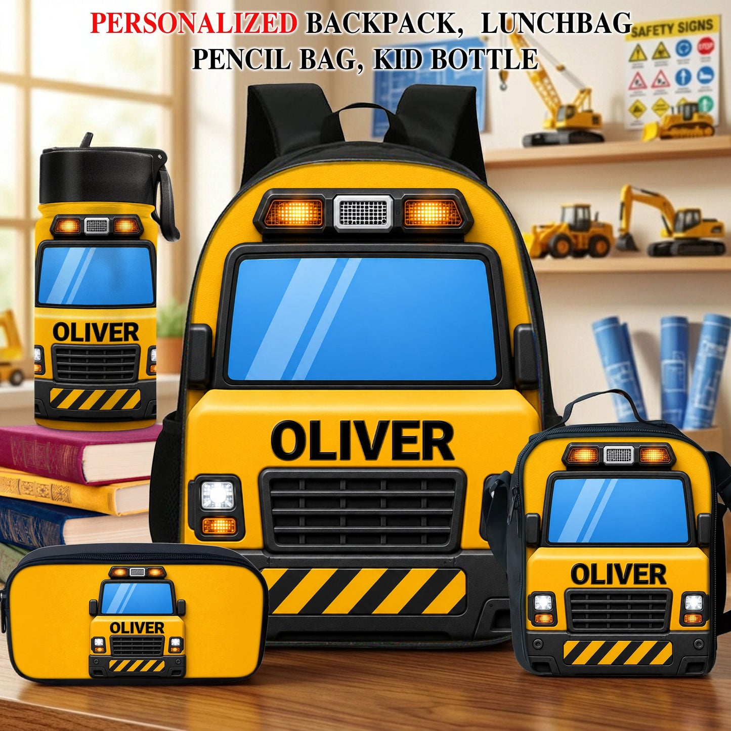Personalized Back To School Construction Truck Backpack NPND6290601