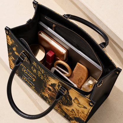 Personalized Birth Month Queen PU Leather Handbag for Black Women QFTD6060601