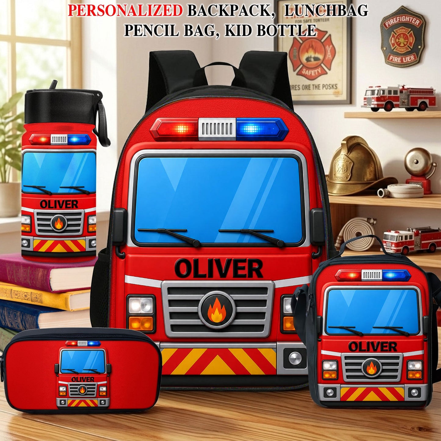 Personalized Back To School Firefighter Kids Backpack NPND6290602