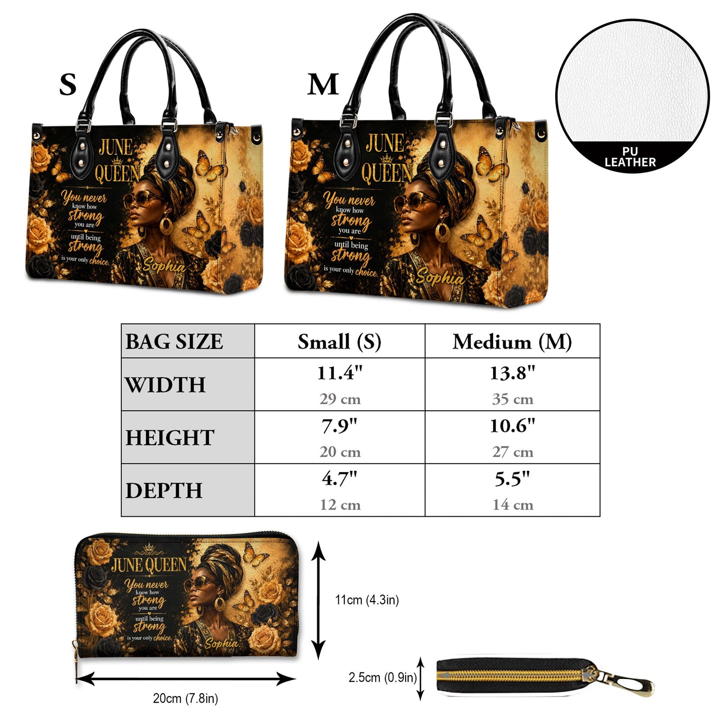 Personalized Birth Month Queen PU Leather Handbag for Black Women QFTD6060601