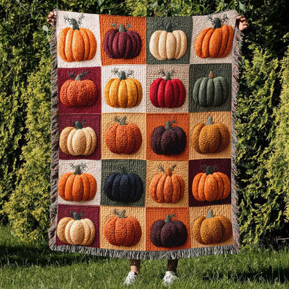 Fall Pumpkin Woven Tapestry Throw Blanket Halloween QFHM5210804