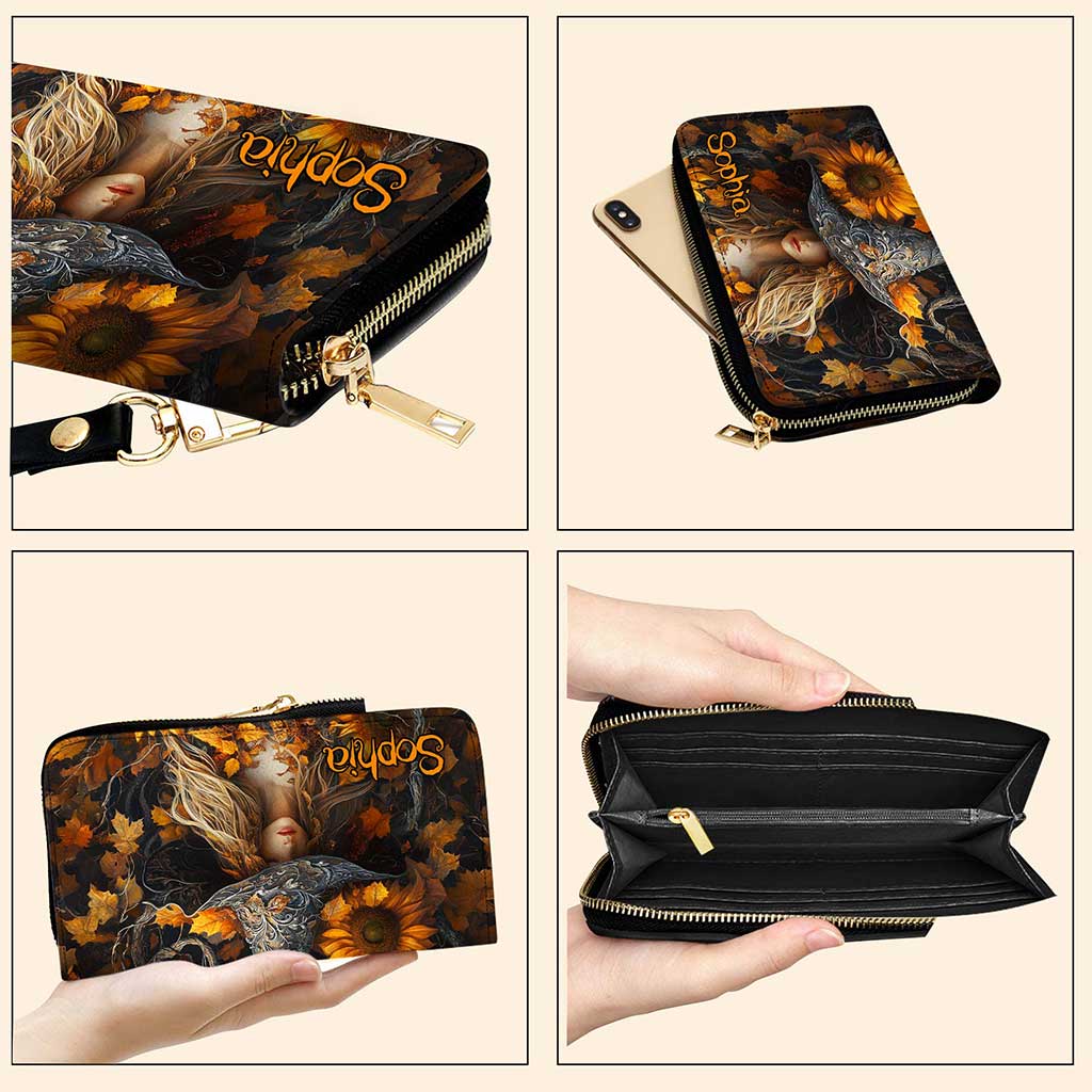 3D Salem Witch with Sunflowers Handbag  Wallet Halloween NPUU4050901