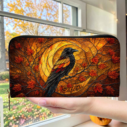 Personalized Raven Halloween 3D Printed  Leather Handbag, Wallet UKND6170702