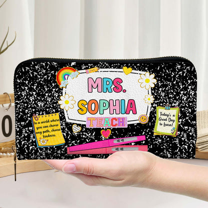 Personalized Teacher PU Leather Handbag, Back To School Gift, First Day Of School, End Of Year Christmas, Teacher Appreciation Bags Gift QFHM4180901