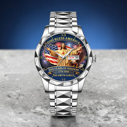 Personalized God Bless America United State 250th Anniversary Alloy Luxury Quartz Watch UKND6100401