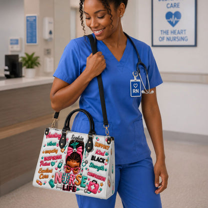 Personalized Nurse Black Women Leather Handbag UKND6050603