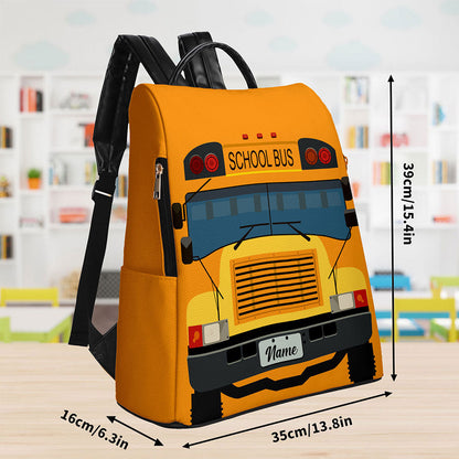 Personalized School Bus Driver Leather Backpack QFTO4050802