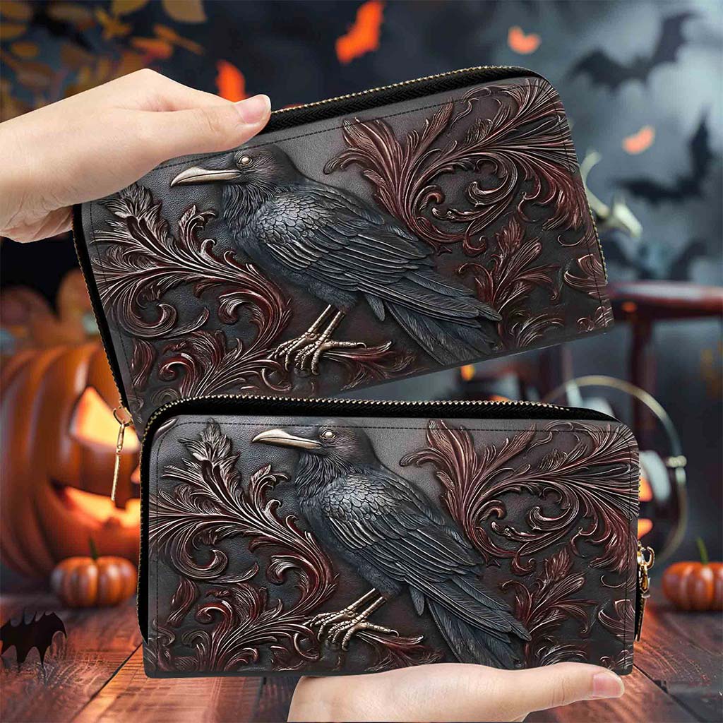 Goth Crow Pu Leather Handbag, Gothic Raven Bags Halloween QFPY5260803