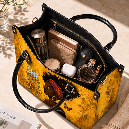 Personalized Black Women Leather PU Leather Handbag, Afro Girl Gifts UKND6220503