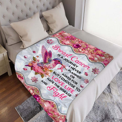 Personalized Hummingbird Breast Cancer Fleece Blanket QFTD5080902
