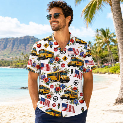 Personalized School Bus 250th Hawaiian Shirt NPND6260601