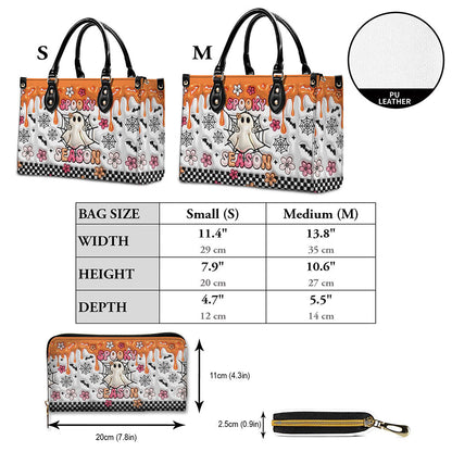 Spooky Vibe Print 3D Inflated Leather Handbag, Leather Wallet,QFTO4240701