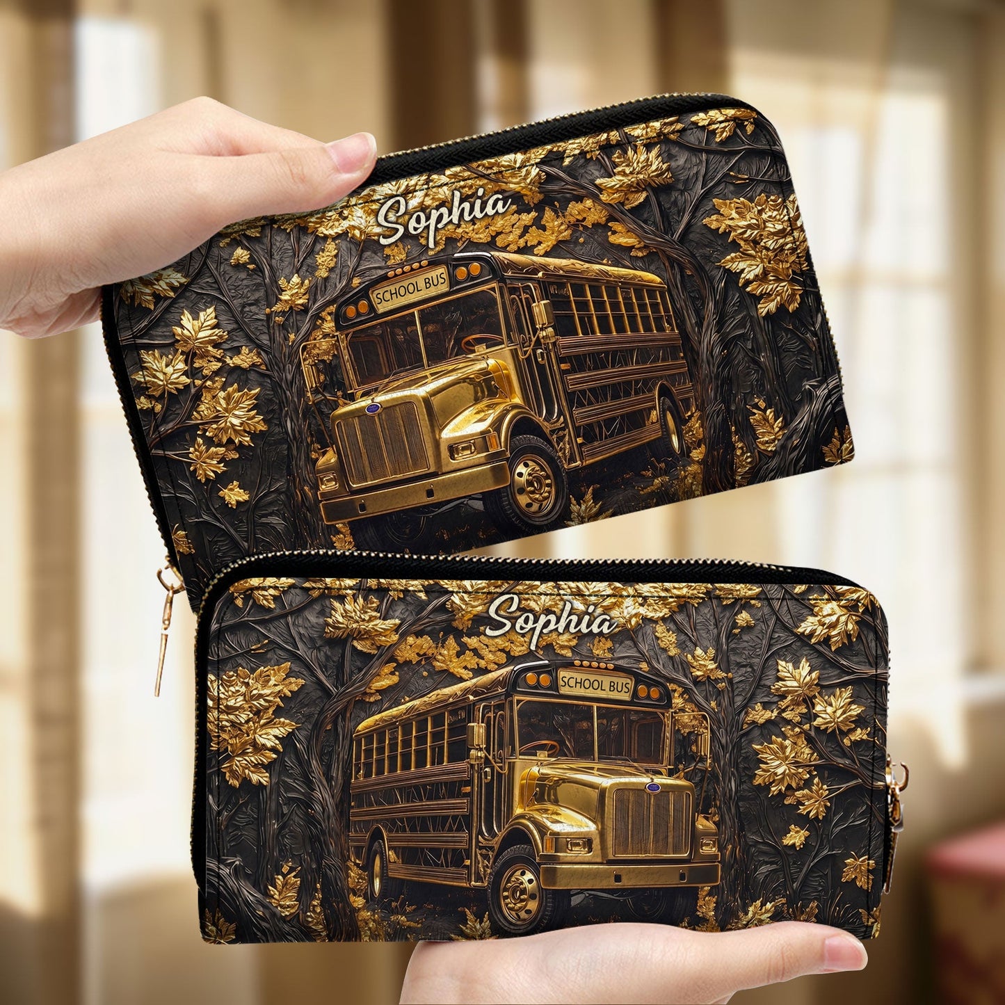 Personalized School Bus Driver Leather PU Handbag With Wallet UKTD6180601