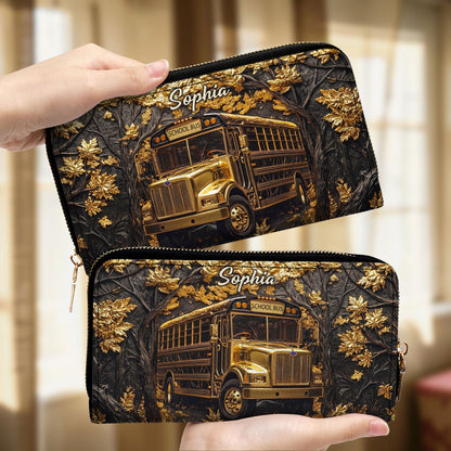Personalized School Bus Driver Leather PU Handbag With Wallet UKTD6180601