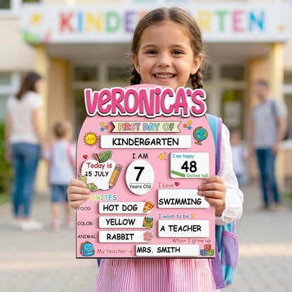 Custom Name First Day Of School Reusable Wooden Sign, Back To School Sign UKTD6080705